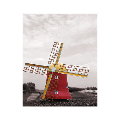 Vivolux | Zeitgenössische Windmühlen-Leinwand Wandkunst Helle Farbe Texturierte Wanddekoration für Schlafzimmer