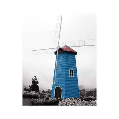 Vivolux | Zeitgenössische Windmühlen-Leinwand Wandkunst Helle Farbe Texturierte Wanddekoration für Schlafzimmer