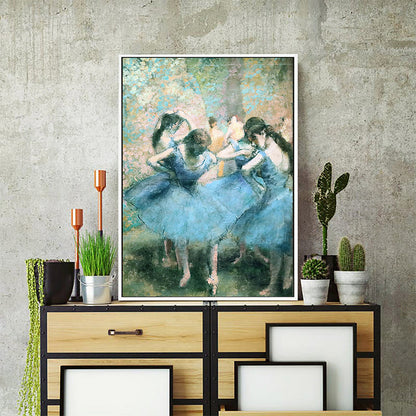 Vivolux | Blaues Degas Balletttänzer Gemälde Texturiert Vintage Wohnzimmer Leinwand Wandkunst