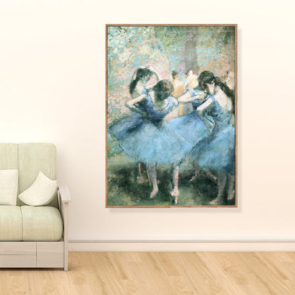 Vivolux | Blaues Degas Balletttänzer Gemälde Texturiert Vintage Wohnzimmer Leinwand Wandkunst