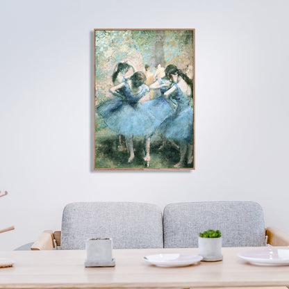 Vivolux | Blaues Degas Balletttänzer Gemälde Texturiert Vintage Wohnzimmer Leinwand Wandkunst