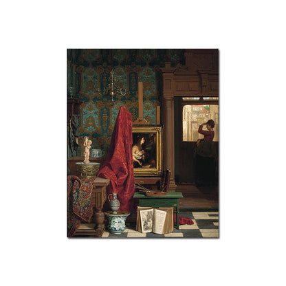 Vivolux | Figurenlesung Porträtmalerei Traditionelle Texturierte Leinwand Wandkunst in Dunkler Farbe