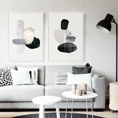 Vivolux | Texturiertes abstraktes geometrisches Wandkunst Nordische Leinwandmalerei für das Esszimmer, mehrere Größen