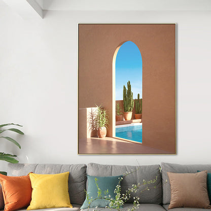 Vivolux | Illustration Gebäude und See Leinwand Kunst Nordic Texturierten Wohnzimmer Wand Dekoration