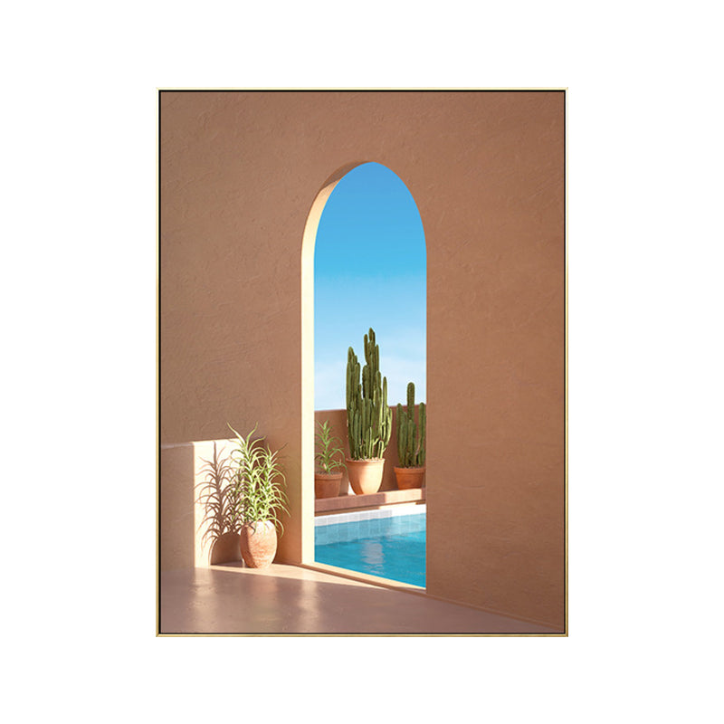 Vivolux | Illustration Gebäude und See Leinwand Kunst Nordic Texturierten Wohnzimmer Wand Dekoration