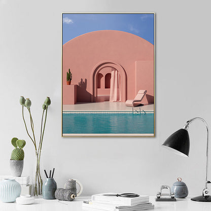 Vivolux | Illustration Gebäude und See Leinwand Kunst Nordic Texturierten Wohnzimmer Wand Dekoration