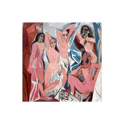 Vivolux | Picasso Avignon Mädchen Wandkunst in Pink Kubismus Leinwanddruck für Wohnzimmer