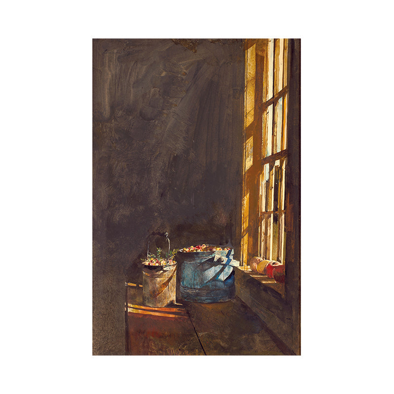 Vivolux | Leinwand Texturiertes Wanddekor Vintage Andrew Wyeth Strawberry at the Window Malerei Kunstdruck