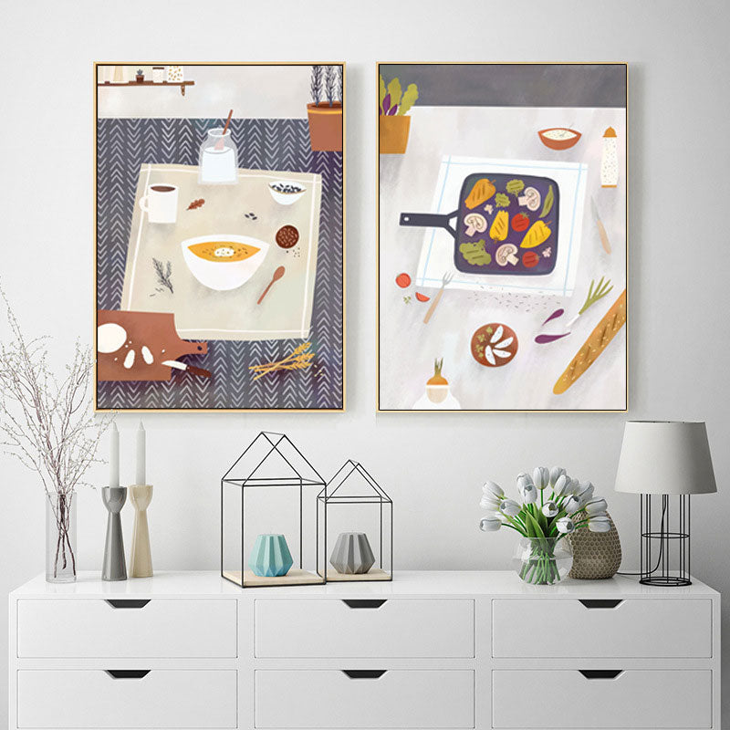 Vivolux | Bunte Koch-Leinwandkunst Druck Diät Modernist Wohnkultur Gemälde für Restaurant