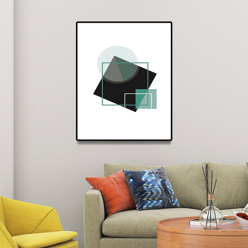 Vivolux | Leinwand Dekorative Malerei Skandinavische Geometrie Wanddekoration in Schwarz, Mehrere Größen