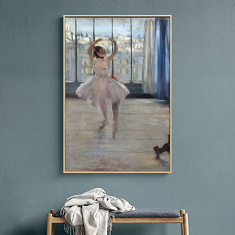 Vivolux | Weiße Vintage Wanddekoration Edgar Degas Ballettgemälde Leinwand Wandkunst für das Schlafzimmer