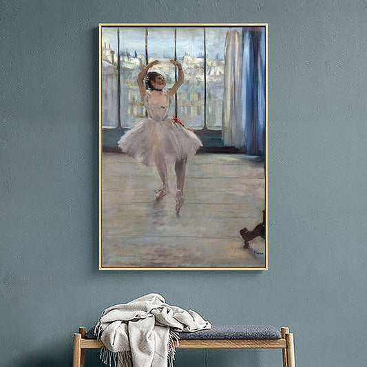 Vivolux | Weiße Vintage Wanddekoration Edgar Degas Ballettgemälde Leinwand Wandkunst für das Schlafzimmer