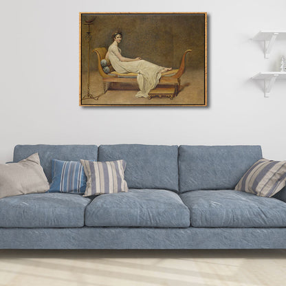 Vivolux | Gemälde von Madame Recamier Leinwand Wandkunst für das Wohnzimmer, Gelb und Weiß, Textur