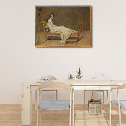 Vivolux | Gemälde von Madame Recamier Leinwand Wandkunst für das Wohnzimmer, Gelb und Weiß, Textur