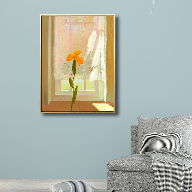 Vivolux | Blumen- und Fenster-Wanddekoration in Pastellfarbe Nordic Style Leinwand für das Wohnzimmer