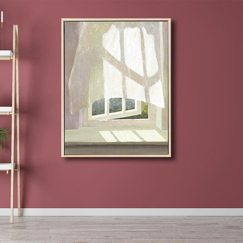 Vivolux | Blumen- und Fenster-Wanddekoration in Pastellfarbe Nordic Style Leinwand für das Wohnzimmer