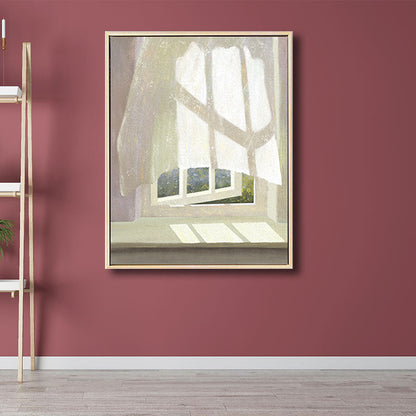 Vivolux | Blumen- und Fenster-Wanddekoration in Pastellfarbe Nordic Style Leinwand für das Wohnzimmer