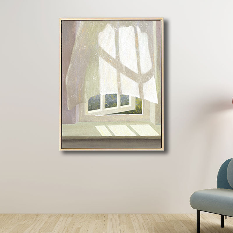 Vivolux | Blumen- und Fenster-Wanddekoration in Pastellfarbe Nordic Style Leinwand für das Wohnzimmer