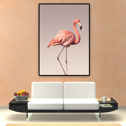 Vivolux | Flamingo Wanddecoratie in Roze Canvas Wandkunst voor Zitten Kamer, Textuuroppervlak