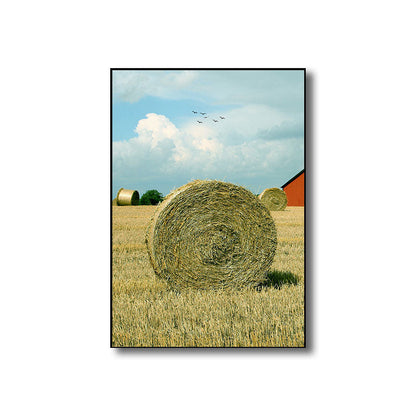 Vivolux | Dekoratieve tarweveld kunstdruk modernistische canvas wanddecoratie in heldere kleuren voor de woonkamer