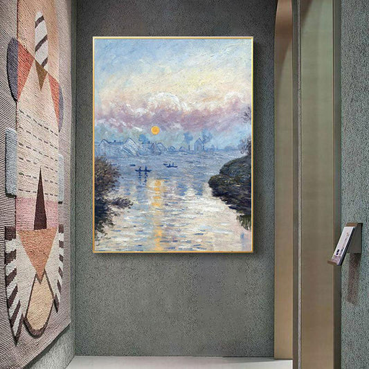 Vivolux | Contemporary Riverside Landscape Canvas Keuken Wanddecoratie in Blauw, Meerdere Maten