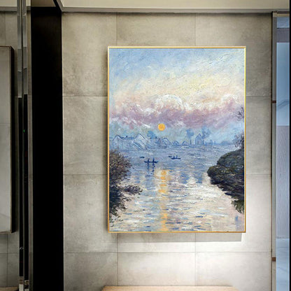 Vivolux | Contemporary Riverside Landscape Canvas Keuken Wanddecoratie in Blauw, Meerdere Maten