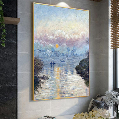 Vivolux | Contemporary Riverside Landscape Canvas Keuken Wanddecoratie in Blauw, Meerdere Maten