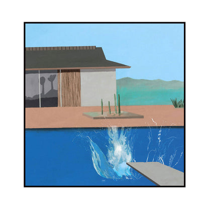 Vivolux | Haus und Schwimmbad Leinwand Texturiert Zeitgenössischer Stil für Jungen Schlafzimmer Malerei