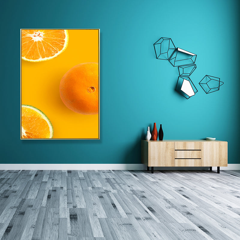 Vivolux | Dekorative Orange Gemälde Minimalistische Leinwand Wanddekoration in Gelb für Esszimmer