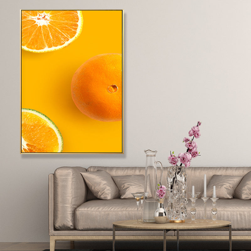 Vivolux | Dekorative Orange Gemälde Minimalistische Leinwand Wanddekoration in Gelb für Esszimmer