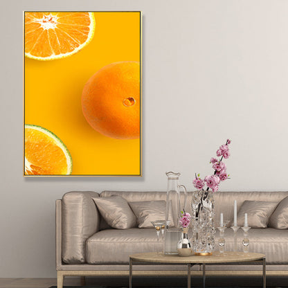 Vivolux | Dekorative Orange Gemälde Minimalistische Leinwand Wanddekoration in Gelb für Esszimmer
