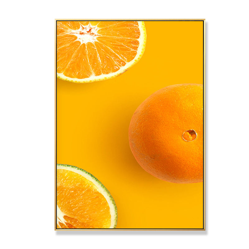 Vivolux | Dekorative Orange Gemälde Minimalistische Leinwand Wanddekoration in Gelb für Esszimmer