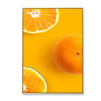 Vivolux | Dekorative Orange Gemälde Minimalistische Leinwand Wanddekoration in Gelb für Esszimmer