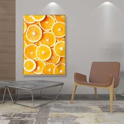 Vivolux | Dekorative Orange Gemälde Minimalistische Leinwand Wanddekoration in Gelb für Esszimmer