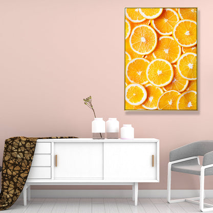 Vivolux | Dekorative Orange Gemälde Minimalistische Leinwand Wanddekoration in Gelb für Esszimmer