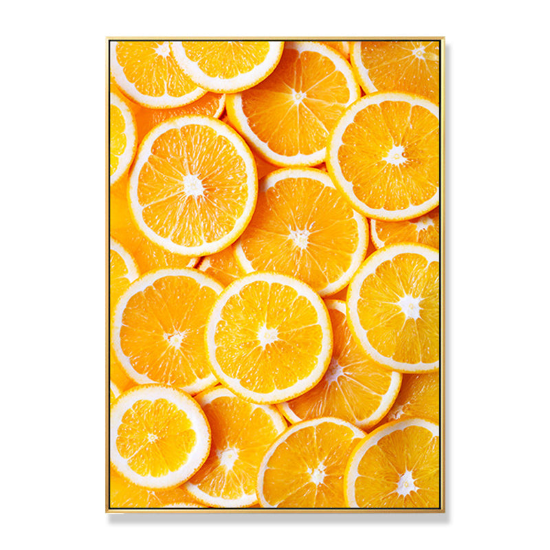 Vivolux | Dekorative Orange Gemälde Minimalistische Leinwand Wanddekoration in Gelb für Esszimmer