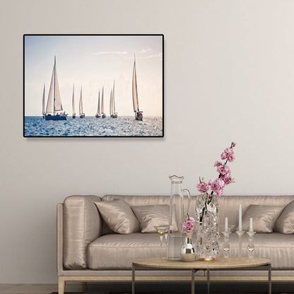 Vivolux | Textured Light Color Wanddecoratie Tropisch Voertuig und Meer Canvasdrucke für die Sitzecke