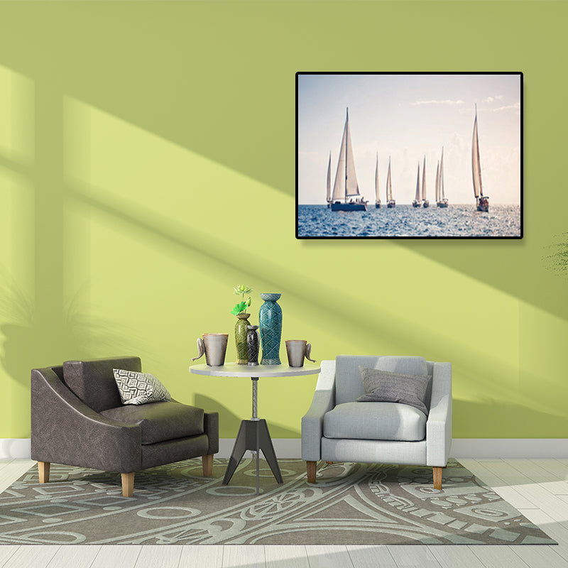 Vivolux | Textured Light Color Wanddecoratie Tropisch Voertuig und Meer Canvasdrucke für die Sitzecke