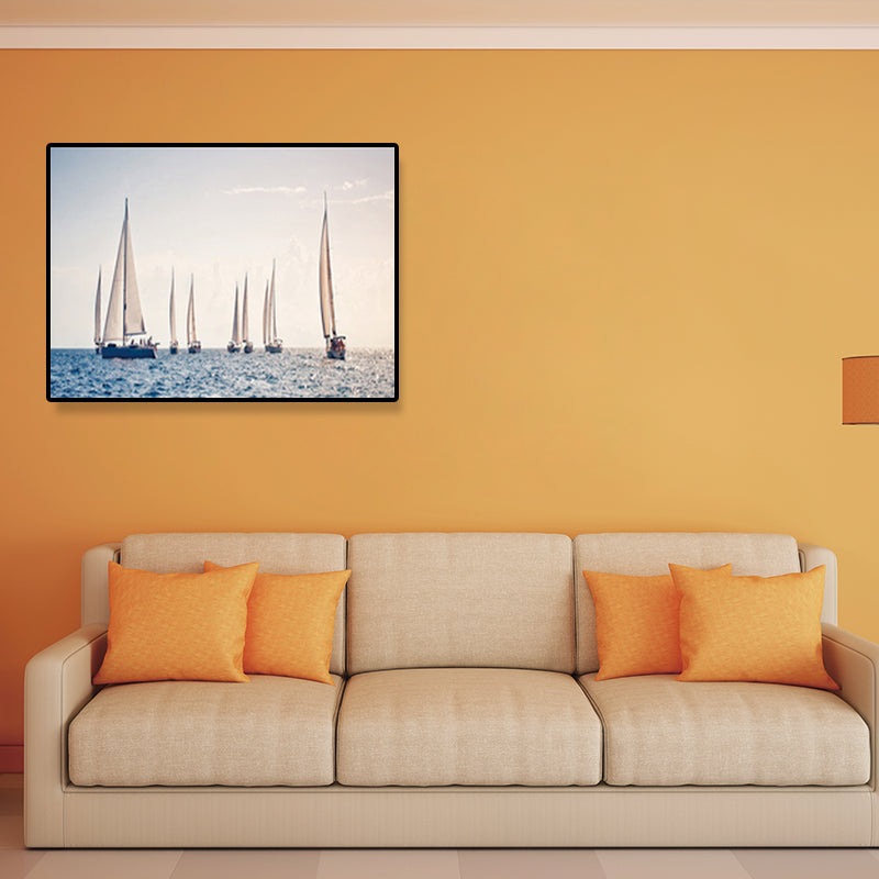 Vivolux | Textured Light Color Wanddecoratie Tropisch Voertuig und Meer Canvasdrucke für die Sitzecke