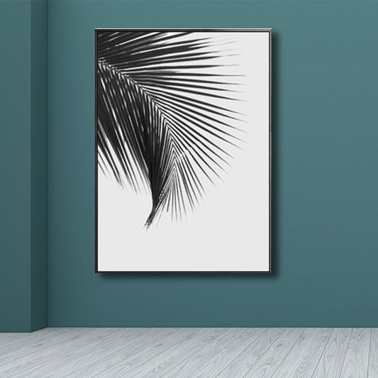 Vivolux | Palm Leaf Wrapped Canvas für Wohnzimmer Pflanzen Wandkunst Druck Schwarz für Home Decor