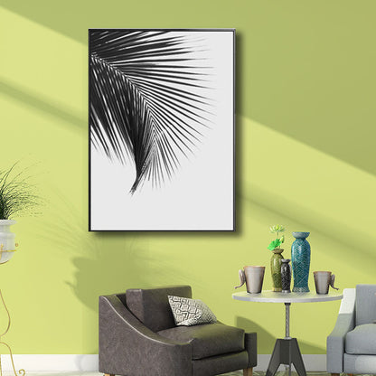 Vivolux | Palm Leaf Wrapped Canvas für Wohnzimmer Pflanzen Wandkunst Druck Schwarz für Home Decor