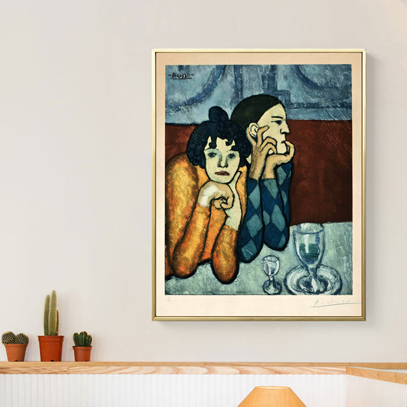 Vivolux | Kubismus Pablo Picasso Gemälde Blau-Gelb Harlekin und sein Begleiter Wandkunst