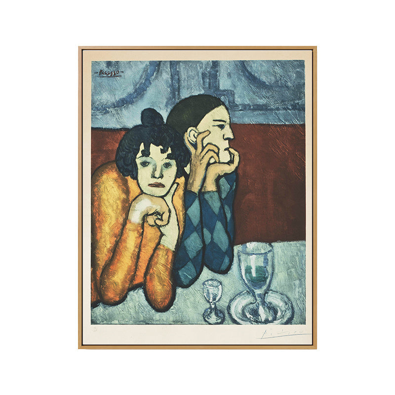 Vivolux | Kubismus Pablo Picasso Gemälde Blau-Gelb Harlekin und sein Begleiter Wandkunst