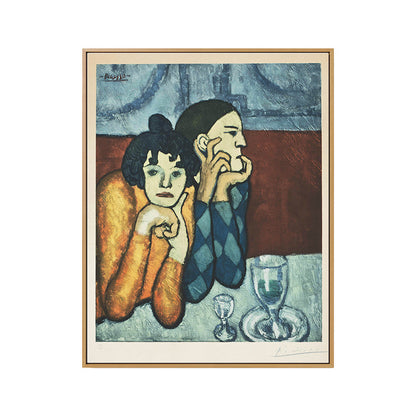 Vivolux | Kubismus Pablo Picasso Gemälde Blau-Gelb Harlekin und sein Begleiter Wandkunst
