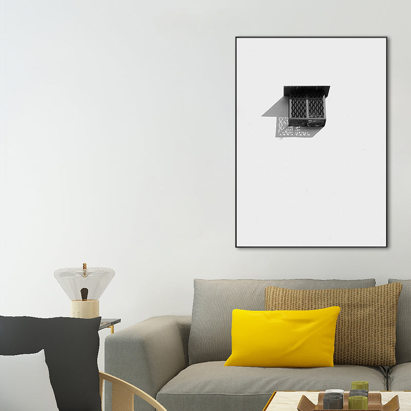 Vivolux | Nordic Building Fenster Leinwanddruck Sanfte Farbe Texturiertes Wandkunst für Wohnzimmer