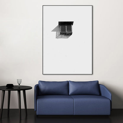 Vivolux | Nordic Building Fenster Leinwanddruck Sanfte Farbe Texturiertes Wandkunst für Wohnzimmer