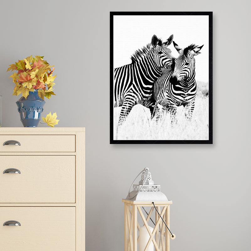 Vivolux | Zebra Canvas Kunst Moderner Stil Süßes Wildtier Wanddekoration in Schwarz und Weiß