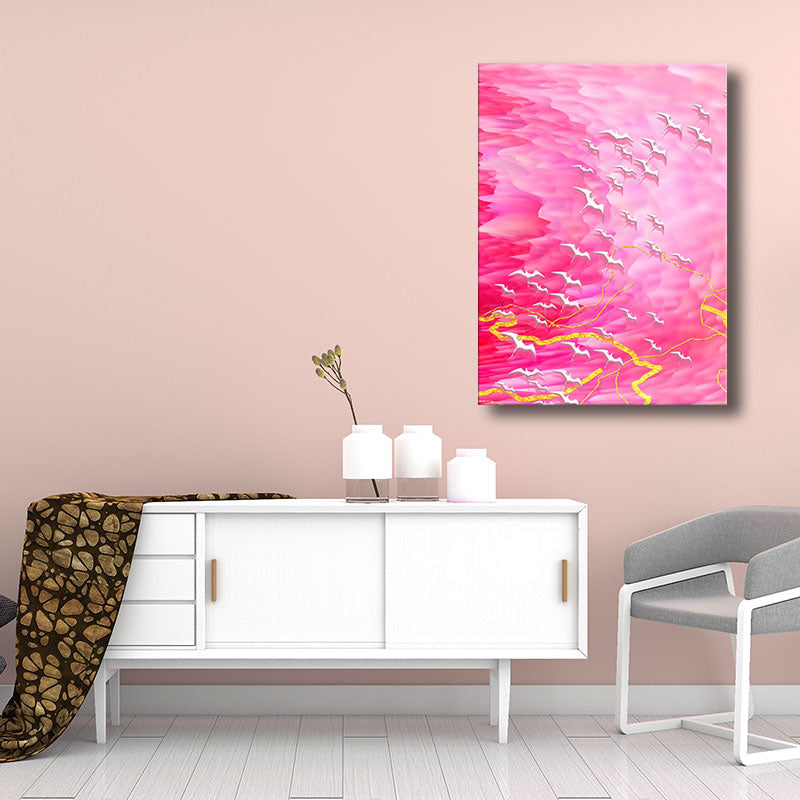 Vivolux | Natürliche fliegende Vögel Wandkunst zeitgenössische strukturierte Leinwanddrucke in hellem Farbton