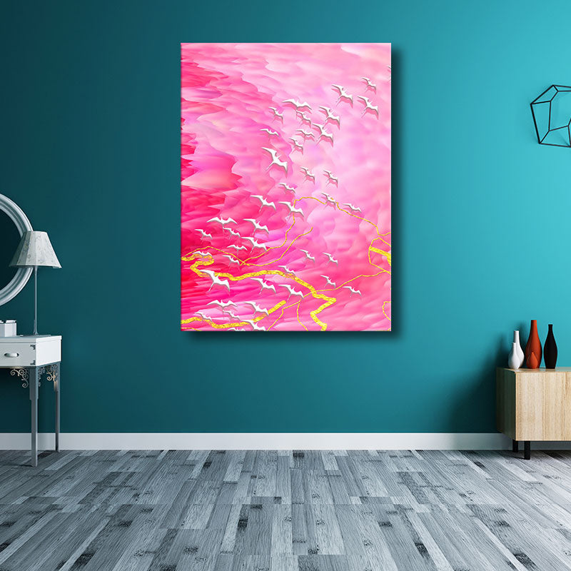 Vivolux | Natürliche fliegende Vögel Wandkunst zeitgenössische strukturierte Leinwanddrucke in hellem Farbton