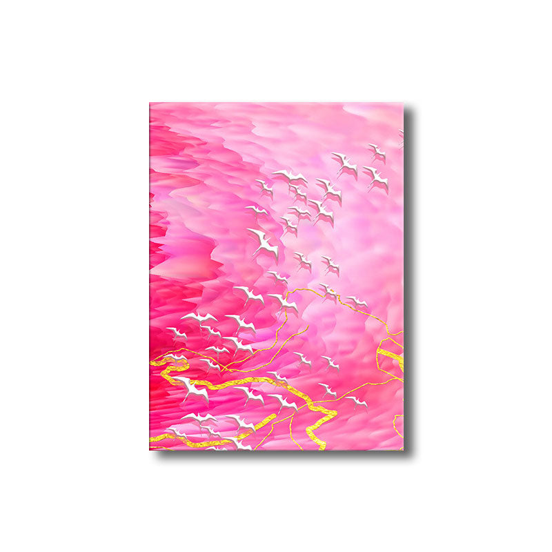 Vivolux | Natürliche fliegende Vögel Wandkunst zeitgenössische strukturierte Leinwanddrucke in hellem Farbton